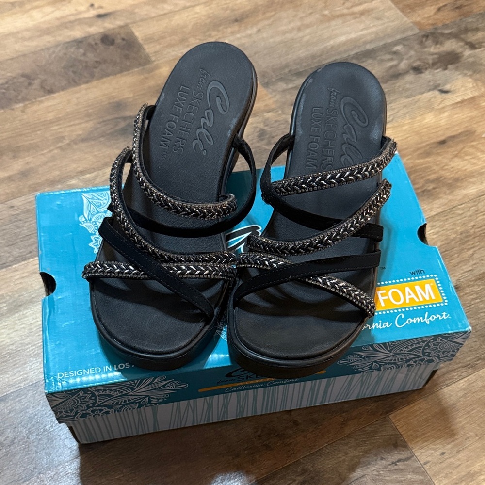 Women's Cali From Sketchers Black Sandals “Night Out” size 9